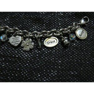 Brighton Signed Charm Bracelet Power of Pink  Breast Cancer Awareness 8 inch